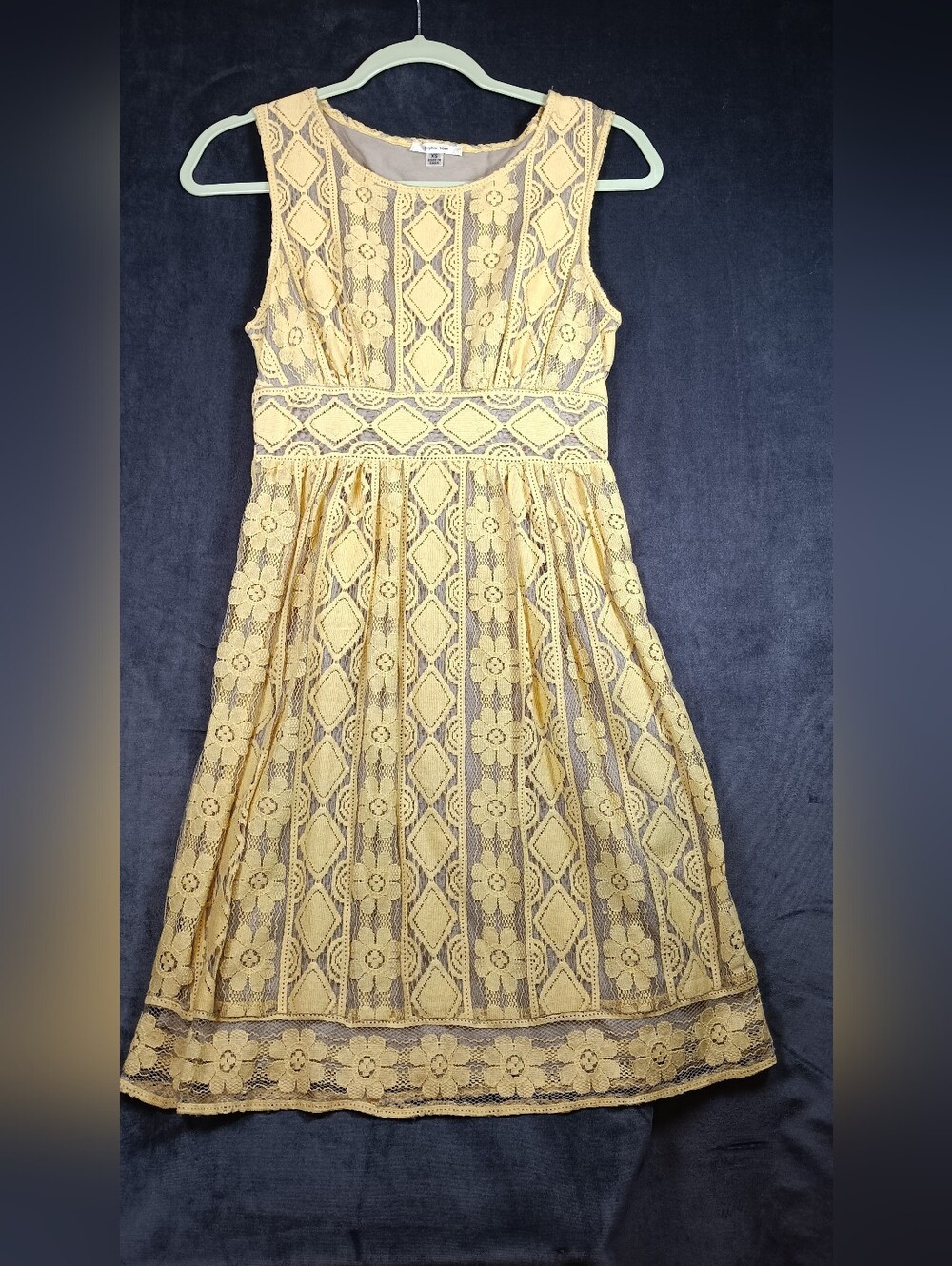 Sophie Max Yellow Floral Lace Midi Dress